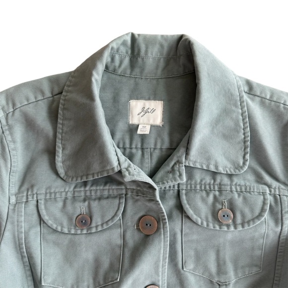 J. Jill Women's Jacket size Small Green Cargo Button Front Ribbed Textured Denim - Picture 4 of 10